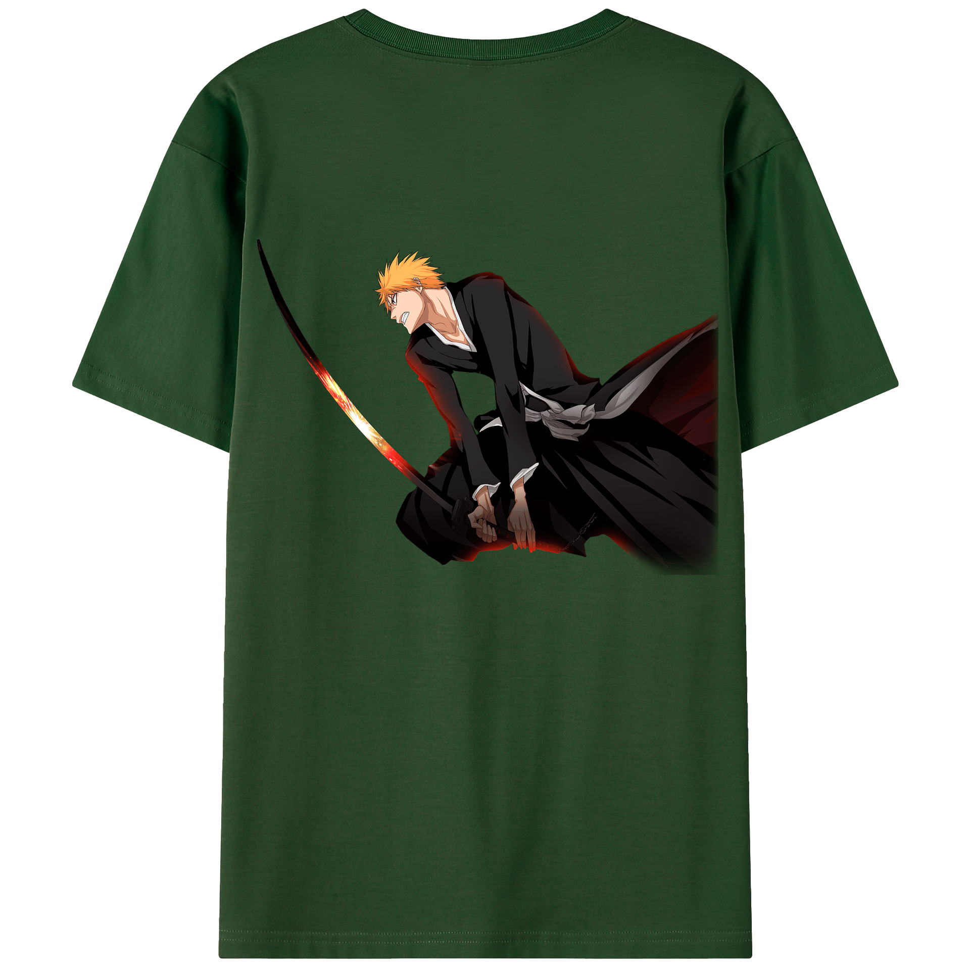 （画像用） ブリーチ 黒崎一護（くろさき いちご）BLEACH Kurosaki Ichigo 綿100％半袖Tシャツ（背面プリント）